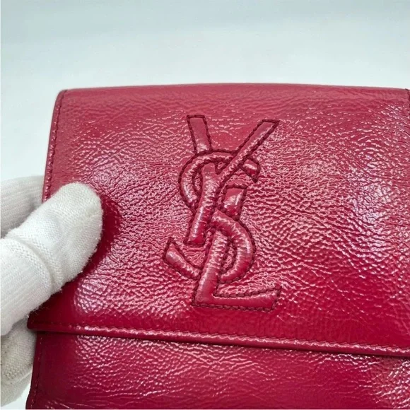 Yves Saint Laurent Red Leather Wallet - Picture 8 of 13